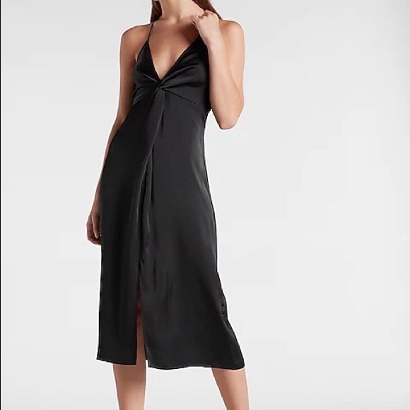 Express Satin Twist Front Slip Dress - Picture 2 of 4
